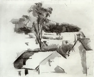 Dächer und Baum